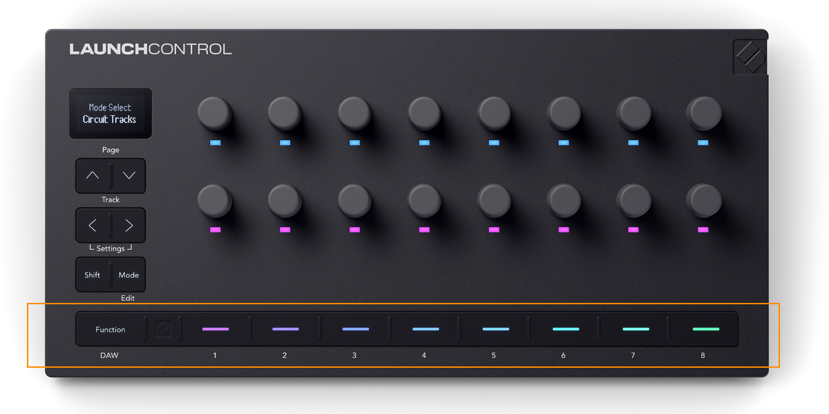 8 boutons assignables sur le Launch Control 3 de Novation
