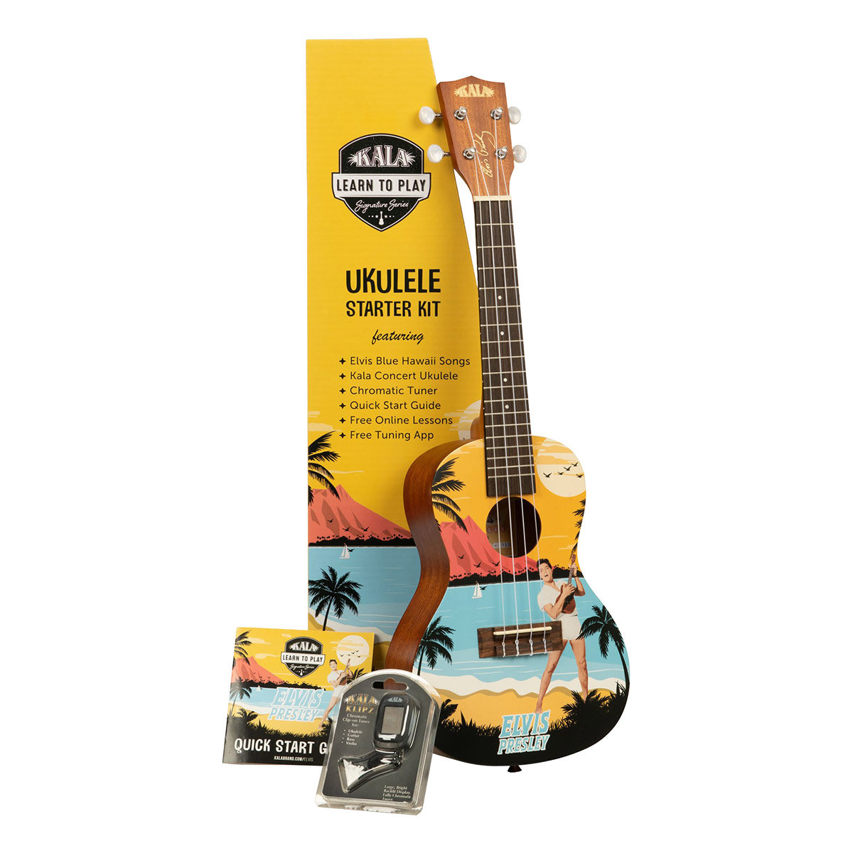 kala learn to play elvis blue hawaii concert ukulele starter kit