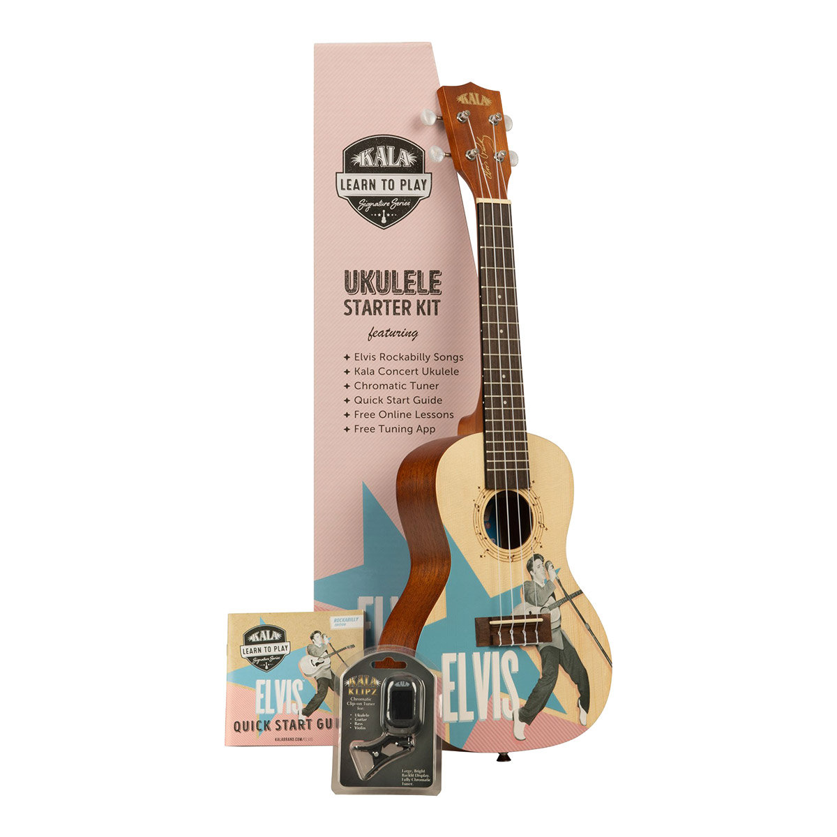 kala learn to play elvis rockabilly concert ukulele starter kit