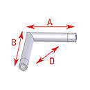 ASD57EX5022 / Angle 2 départs horizontal 90° - longueur 0,25 x 0,25 m