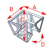 ASD57ASD153 / Angle 3 départs 90° pied lg 0m25 x 0m25