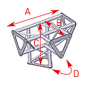 ASD57ASD1542 / Angle vertical 4 départs 90° pied lg 0m25 x 0m25 x 0m35