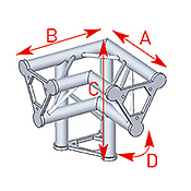 ASD57ASD31 / Angle vertical 3 départs pied droit 90° lg 0m40 x 0m40 x 0m40