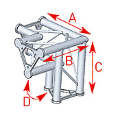 ASD57ASD32 / Angle vertical 3 départs pied gauche 90° lg 0m40 x 0m40 x 0m40