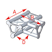 ASD57ASD33 / Angle 3 départs à plat 90° lg 0m40 x 0m55