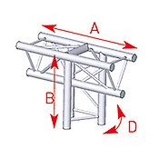 ASD57ASX34 / Angle 3 départs 90° vertical lg 0m50 x 0m71