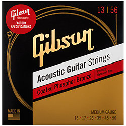 SAG-CPB13 Coated Phosphor Bronze Acoustic Guitar Strings Medium 13-56 Gibson