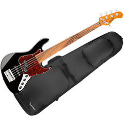 MetroExpress Hybrid PJ Fretless Black Pearl 5 Cordes Touche Palissandre Sadowsky