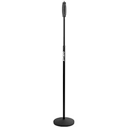 A988BK Pied de micro droit "One-Hand" avec base ronde Quik Lok
