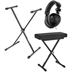 KEYBUNDLE1-BK pack avec stand clavier, siège et casque Black Quik Lok