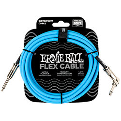 6464 Flex Instrument Cable Straight / Angle Jack 10' Blue 3m Ernie Ball