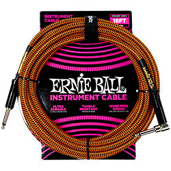 6471 Braided Instrument Cable Straight / Angle Jack 18' Black/Orange 5,5m Ernie Ball
