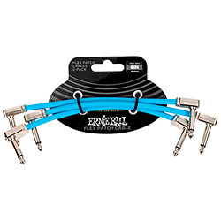 6460 Câble de patch Flex 15cm Pack de 3 Blue Ernie Ball