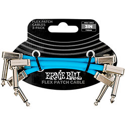 6459 Câble de patch Flex 7,5 cm Pack de 3 Blue Ernie Ball