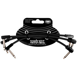 6444 Câble de patch Flex 15 cm Pack de 3 Black Ernie Ball
