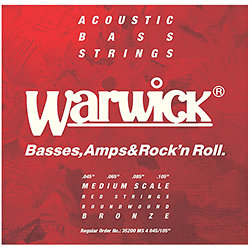 35200 MS4 Red Strings 4 cordes Medium Scale Bronze Acoustic Bass 45-105 Warwick