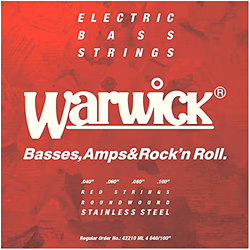 42210 ML4 Red String 4 cordes Medium Light Stainless Steel Bass 40-100 Warwick