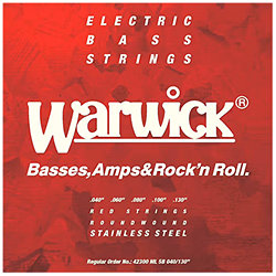 42300 ML5B Red String, 5 cordes Medium Light Low B Stainless Steel Bass 40-130 Warwick