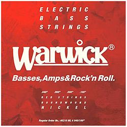 46210 ML4 Red String 4 cordes Medium Light Nickel Plated Steel Bass 40-100 Warwick