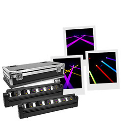 Pack LASER Bar 6X400 RGB (la paire) + Flight case Evolite