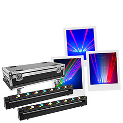 Pack LASER Bar 8X500 Red (la paire) + Flight case Evolite