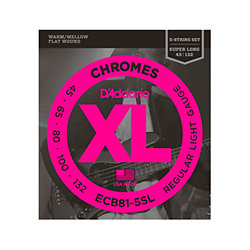 ECB81-5SL Chromes Bass Light 45-132 Super Long Scale D'Addario