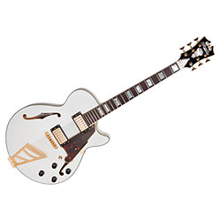 white semi acoustic guitar