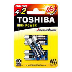 Piles LR03 - Pack de 6 Toshiba