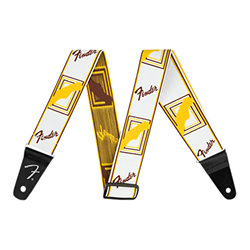 Weighless 2" Monogrammed Strap White/Brown/Yellow Fender