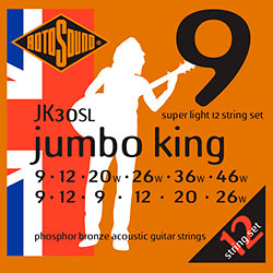 JK30SL Jumbo King Phosphor Bronze 12 Cordes Super Light 9/46 Rotosound