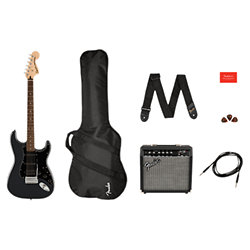 Affinity Stratocaster HSS Pack Laurel Charcoal Frost Metallic + Gig Bag + Ampli Frontman 15G Squier