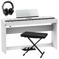 Pack FP-60X White + Meuble + Banquette + Casque Roland
