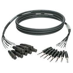 Câble multipaires loom 8 canaux analogiques 8x XLR Neutrik femelle - 8x Jack 6.35mm mâle 4m Klotz