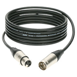 Câble professionnel pour micro XLR 3p. mâle/femelle 3m Klotz