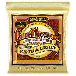 3006 - Earthwood Extra Light 10-50 Pack 3 Ernie Ball