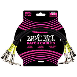 6075 Pack de 3 câbles 30 cm Noir Ernie Ball
