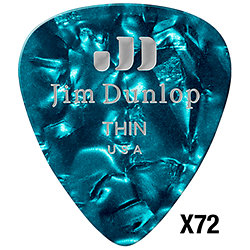 483R11TH Genuine Celluloid Classic, Perloid turquoise, Thin, x72 Dunlop