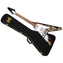 Flying-V Jimi Hendrix Love Drops Ebony + Etui Gaucher Epiphone