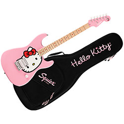 Limited Edition 50th Anniversary Hello Kitty Stratocaster MN Pink + Housse Squier by FENDER