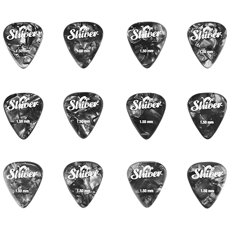 Médiators Celluloïd 1,50 mm Boîte de 12 Noir Shiver