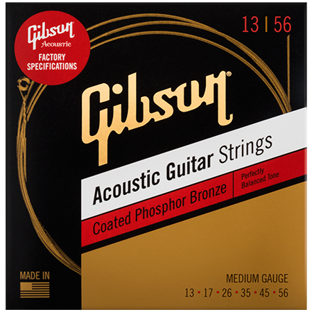 Gibson SAG-CPB13 Coated Phosphor Bronze Acoustic Guitar Strings Medium 13-56