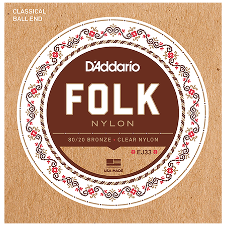 D'Addario EJ33 Folk Nylon à boules, tension normale