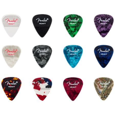 Fender Dotted Celluloid Medley Picks, 351 Shape, Heavy - Sachet de 12