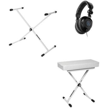 Quik Lok KEYBUNDLE1-WH pack avec stand clavier, siège et casque White