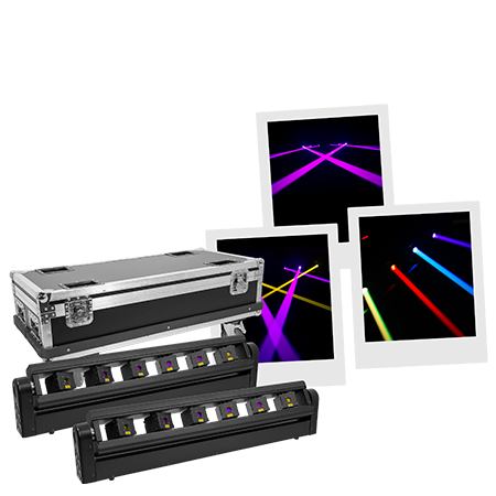 Evolite Pack LASER Bar 6X400 RGB (la paire) + Flight case