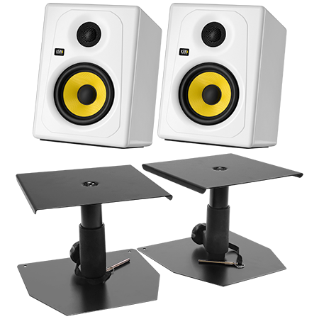 Krk - Kreate 5 White + Supports bas (La paire)