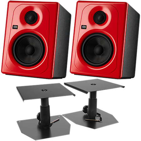 Krk - Kreate 5 Scarlett Studio + Supports bas (La paire)