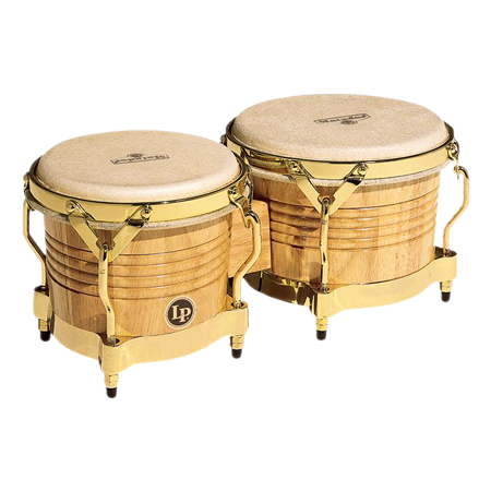 Latin Percussion Matador Wood Bongos Natural/Gold Tone M201-AW