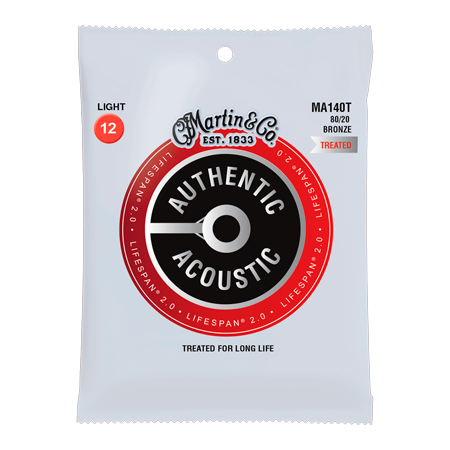MA140T AUTHENTIC LIFESPAN 2.0 Treated 80/20 Bronze Light 12/54 Martin Strings