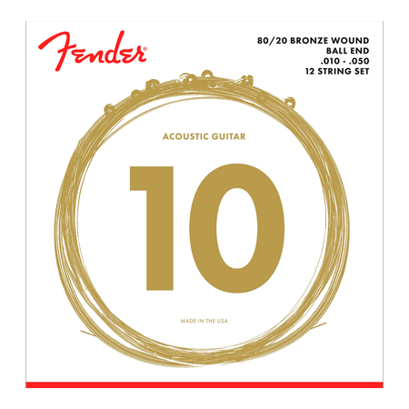 Fender 80/20 Bronze Acoustic Strings, 12 cordes, 10-50